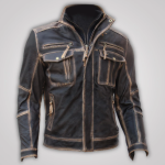 distressed leather jacket