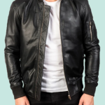 Bomia Ma-1 Black Leather Bomber Jacket