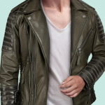 Charles Burnt Olive Leather Jacket