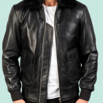 Airin G-1 Black Leather Bomber Jacket