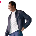 Hugh Jackman Blue Cotton Jacket