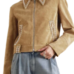 Women Studded Suede Leather Jacket