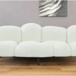 White Sofa 87″ With Black Legs